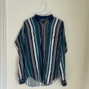 Striped Men's Shirt - Blue and White
